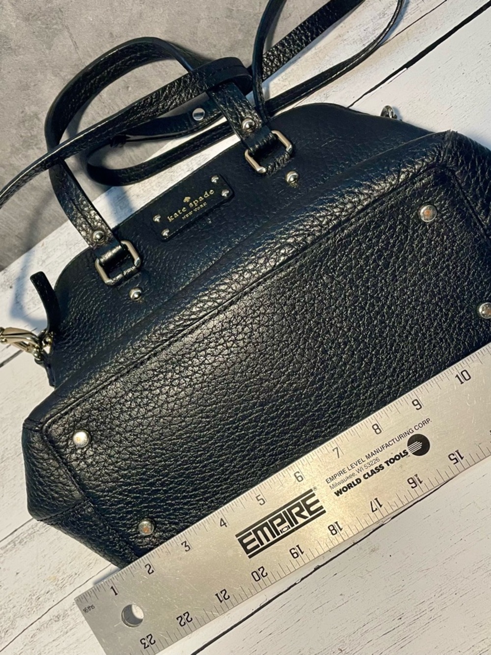 kate spade Black Pebbled Leather Satchel with Crossbody Strap - Picture 8 of 15